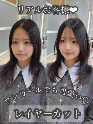 ミディアム レイヤー/顔周り /韓国ヘア/TAKUのヘアスタイル