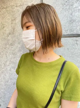 ミディアム カラー 癖毛救済✂️ボブ /髪質改善ストレートのヘアスタイル