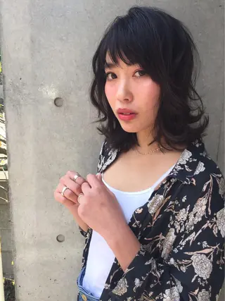 ミディアム カラー ヘアアレンジ タナカ タクヤのヘアスタイル