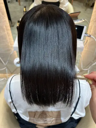 ミディアム カラー ボブ/巻ける縮毛矯正 /韓国レイヤーはなのヘアスタイル