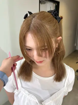 セミロング カラー mizuki/ピンク ベージュ.レイヤーのヘアスタイル