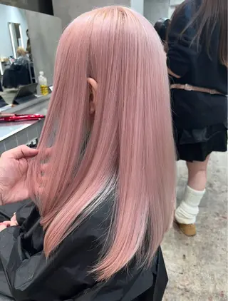 ロング るかハイトーンピンク カラー/プルエクステのヘアスタイル