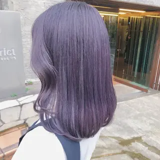 ミディアム カラー Rin♡透明感ピンク 🎀白肌ラベンダーのヘアスタイル