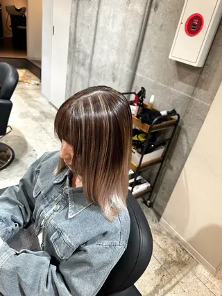 ミディアム カラー ✨髪質改善/ハイトー ン/艶髪高山のヘアスタイル