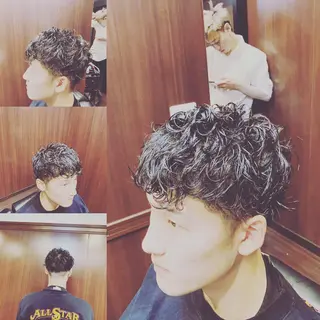 パーマ ガンバレ原田 航海のヘアスタイル