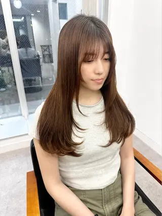 セミロング カラー パーマ ヘアアレンジ メンズ キッズ 骨格レイヤーカット 🌿美髪縮毛矯正のヘアスタイル