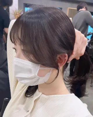 ミディアム カラー パーマ ヘアアレンジ メンズ キッズ ネイル マツエク・マツパ アイブロウ レイヤー／顔周り 韓国ヘア森田和貴のヘアスタイル
