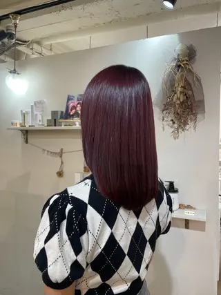 セミロング カラー 透明感カラー☆スパ☆ 石上遥楓のヘアスタイル