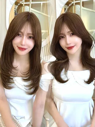 セミロング レイヤー/顔周り /韓国ヘア/TAKUのヘアスタイル