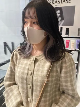 セミロング カラー パーマ ヘアアレンジ メンズ キッズ ネイル マツエク・マツパ 韓国🇰🇷レイヤー カットオリーブカラーのヘアスタイル