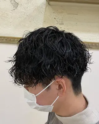 ショート カラー パーマ メンズ 三ノ宮フェザーパーマ 10月再開予定のヘアスタイル
