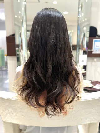 ロング コテ巻き風パーマ/ デジタルパーマのヘアスタイル