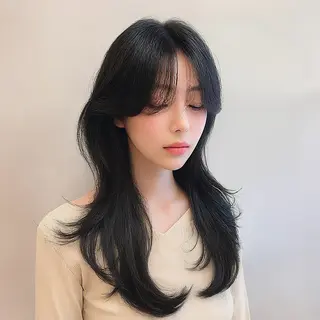セミロング カラー RYU韓国ヘア/レイ ヤー/透明感艶カラーのヘアスタイル