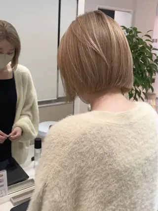 ショート カラー パーマ ヘアアレンジ 赤みゼロカラー 藤並純のヘアスタイル