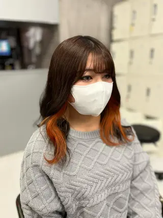 セミロング カラー ヘアアレンジ 【毎朝セット3分】 メンズパーマ　真人のヘアスタイル