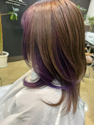 セミロング カラー パーマ ヘアアレンジ 浅野 玲子のヘアスタイル