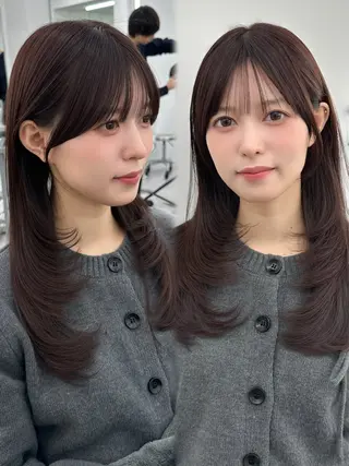 セミロング 前髪顔まわりカット 🌈中村海聖のヘアスタイル