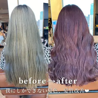 セミロング カラー 顔まわりの神様✨ 透明感カラー藤嶋秀幸のヘアスタイル