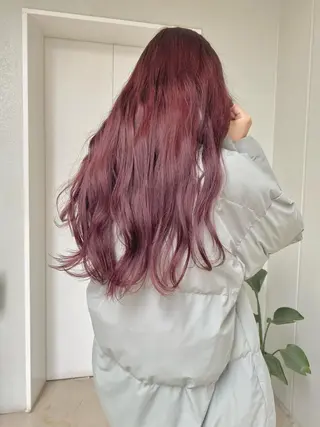 ロング カラー ヘアアレンジ 赤み消しグレージュ 🫒ｒｅｏｎのヘアスタイル