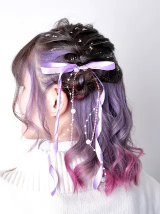 ミディアム ヘアアレンジ 推し活専用 【派手髪】飯野ゆかりのヘアスタイル