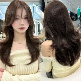ミディアム ブリーチなしW🎀 髪質改善／はのんのヘアスタイル