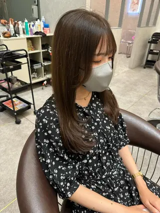 セミロング カラー ヘアアレンジ 天神/ブリーチ/ ブリーチなしカラーのヘアスタイル
