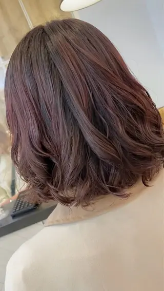 ミディアム パーマ コテ巻き風パーマ✨ かつみのヘアスタイル