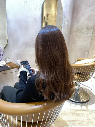 セミロング ブリーチなし 透明感カラー/艶髪のヘアスタイル