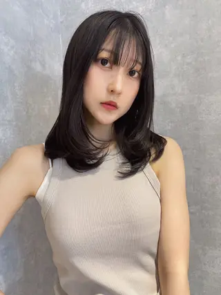 セミロング カラー ヘアアレンジ 透明感カラー/推しカ ラー☁️JURAのヘアスタイル