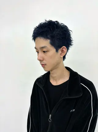 カラー メンズ スパイキーパーマ 柏NO1 藤本葉のヘアスタイル