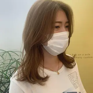 セミロング カラー hub hair レイヤー/透明感のヘアスタイル