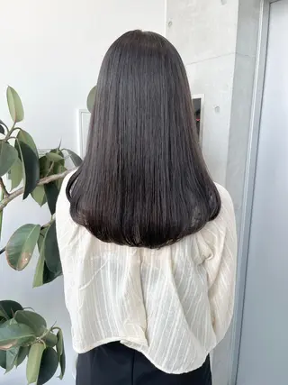 セミロング カラー パーマ ヘアアレンジ 透明感/オリーブ/ グレージュ/YUKAのヘアスタイル