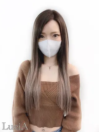 ロング ヘアアレンジ カラー LuciA/エクステ カラーのヘアスタイル