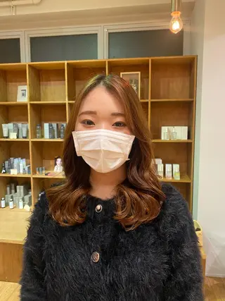 ミディアム 大人可愛い♡コテ巻き パーマ🌼杉田 萌恵のヘアスタイル