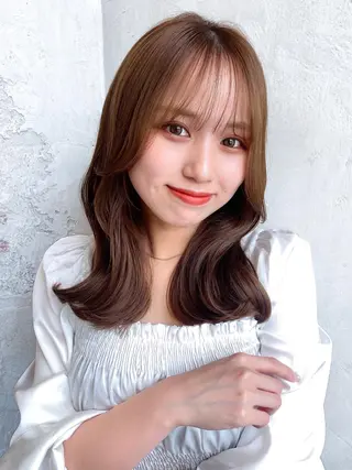セミロング カラー 顔周り/くびれヘア 韓国ヘア💕風間るなのヘアスタイル