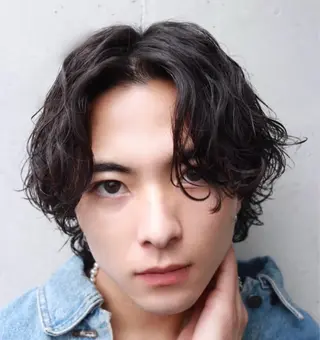 ミディアム パーマ メンズ 恵比寿メンズカット モデル無料/かずきのヘアスタイル