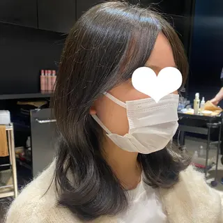 セミロング カラー 🍼顔周りカット/ レイヤー/小川華奈のヘアスタイル