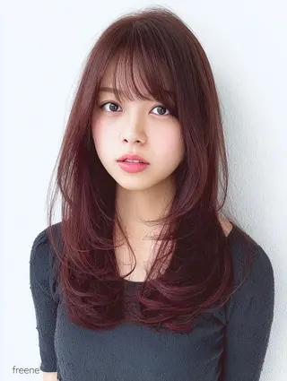 セミロング 絶対可愛い暖色カラー 🌷うる艶🌷結奈✨のヘアスタイル