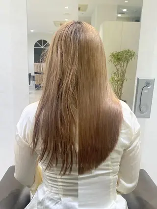 ロング カラー パーマ ヘアアレンジ 韓国・韓国ヘア 髪質改善のヘアスタイル