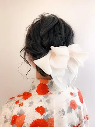 セミロング ヘアアレンジ 竹野 実優のヘアスタイル