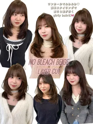 ロング カラー mizuki/ピンク ベージュ.レイヤーのヘアスタイル