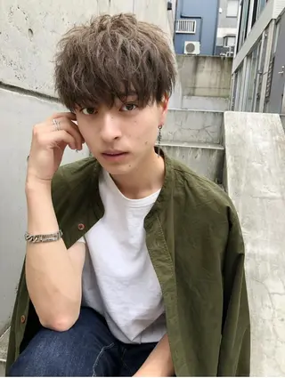 カラー メンズ 大人っぽ♡上品な暖色 ♡ブリーチなし♡のヘアスタイル