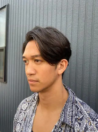 ショート メンズ 艶カラー、パーマ 祥一朗　WAWAのヘアスタイル