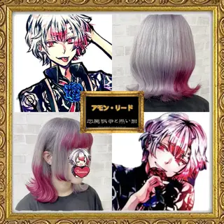 ミディアム カラー 推しカラー💫 ブリーチ💫若菜覚のヘアスタイル