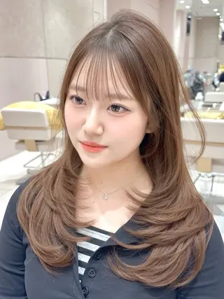 セミロング 赤み消し透明感カラー 似合わせ前髪柴田礼空のヘアスタイル