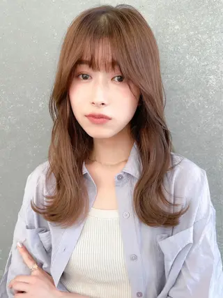セミロング カラー レイヤー/韓国ヘア 縮毛矯正🫧鈴木颯のヘアスタイル
