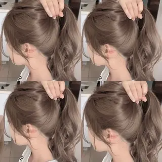 セミロング 透明感♡グレージュ ♡ミルクティー♡のヘアスタイル