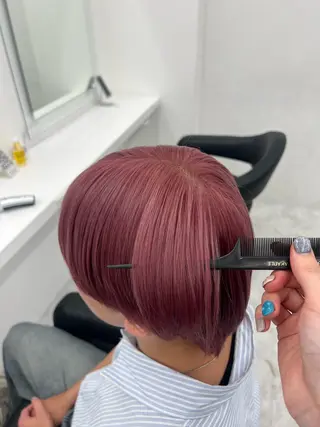ショート カラー 💖似合わせカラー レイヤー💖縮毛矯正のヘアスタイル