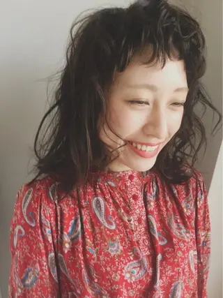 セミロング カラー パーマ エイジングケア/大人 デザイン/FRAMEのヘアスタイル