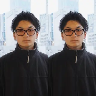 ショート パーマ メンズ キッズ 盛れる艶カラー× レイヤーカット/咲来のヘアスタイル